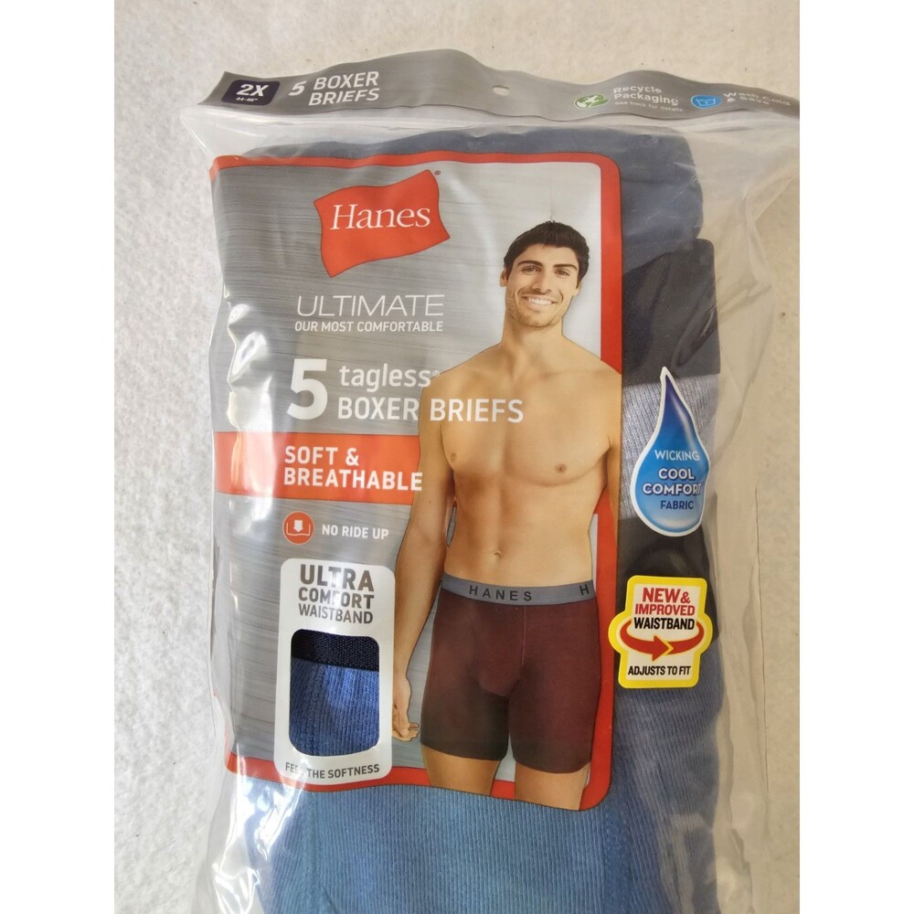 Vintage Hanes Boxer Briefs 5 Pair Men's Size 2X NEW